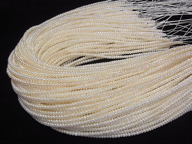 [Video] Fresh Water Pearl AAA White Roundel 4x4x2.5mm half or 1strand beads (aprx.15inch/37cm)