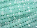 [Video] High Quality! Amazonite AA++ Faceted Button Rondelle 3.5x3.5x2.5mm 1strand beads (aprx.15inch/37cm)
