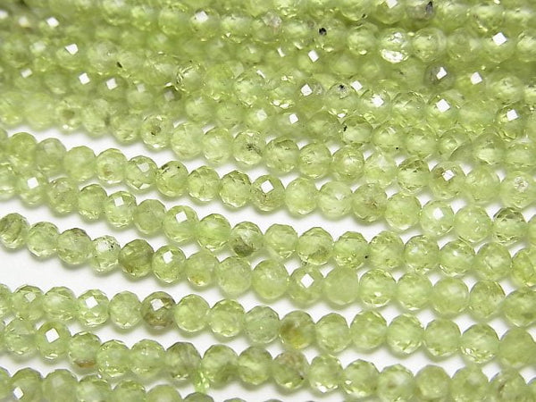 [Video]High Quality! Peridot AA Faceted Round 3mm 1strand beads (aprx.15inch/36cm)