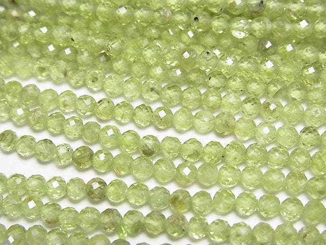 [Video]High Quality! Peridot AA Faceted Round 3mm 1strand beads (aprx.15inch/36cm)