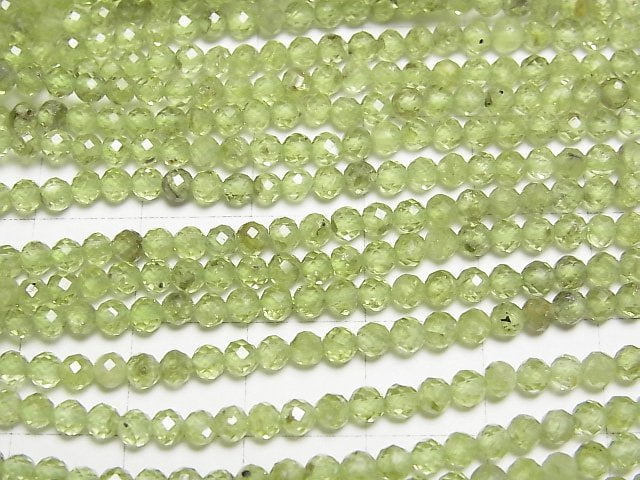 [Video]High Quality! Peridot AA Faceted Round 3mm 1strand beads (aprx.15inch/36cm)