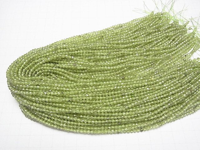 [Video]High Quality! Peridot AA Faceted Round 3mm 1strand beads (aprx.15inch/36cm)