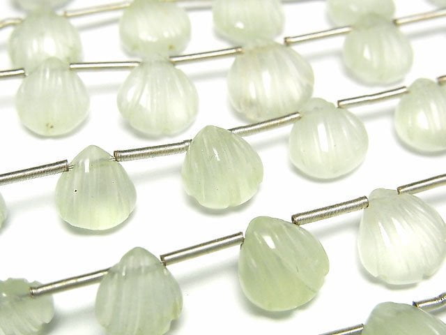 [Video]High Quality Prehnite AA++ Carved Chestnut 1strand beads (aprx.