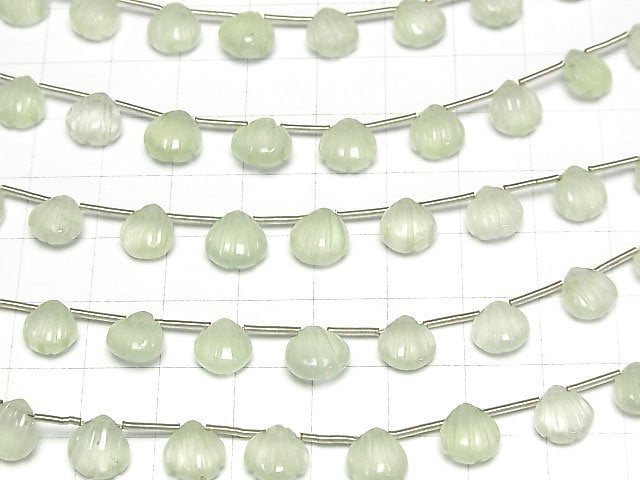 [Video]High Quality Prehnite AA++ Carved Chestnut 1strand beads (aprx.6inch/15cm)