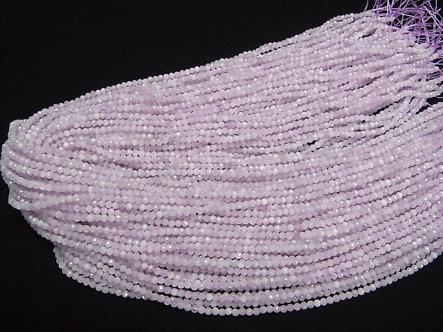 [Video]High Quality! Nigerian Kunzite AA+ Faceted Round 2.5mm 1strand beads (aprx.15inch/37cm)