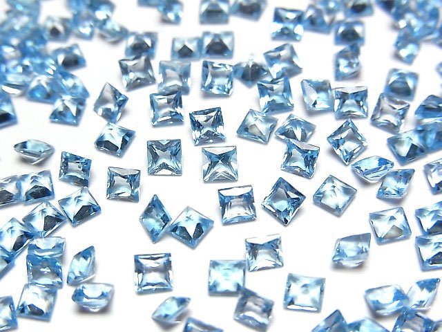 [Video]High Quality Swiss Blue Topaz AAA Loose stone Princess cut 3x3mm 10pcs