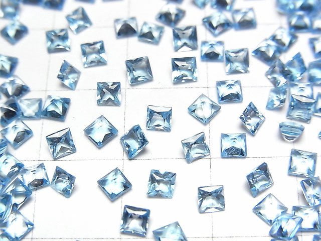 [Video]High Quality Swiss Blue Topaz AAA Loose stone Princess cut 3x3mm 10pcs