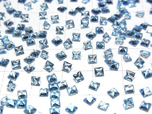 [Video]High Quality Swiss Blue Topaz AAA Loose stone Princess cut 3x3mm 10pcs