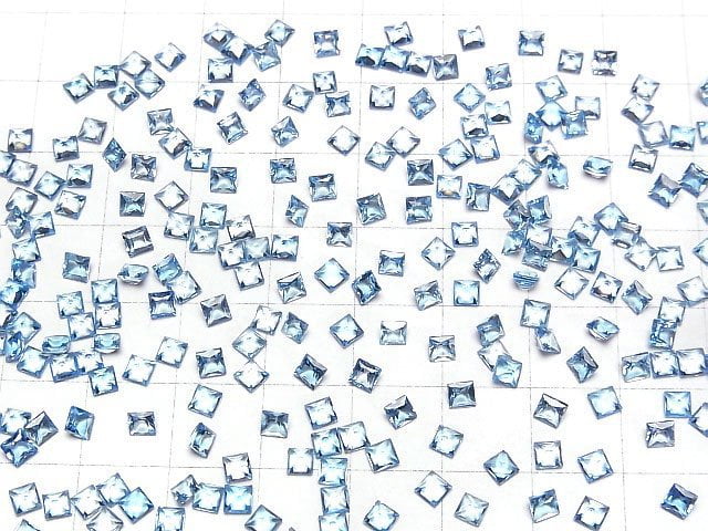 [Video]High Quality Swiss Blue Topaz AAA Loose stone Princess cut 3x3mm 10pcs