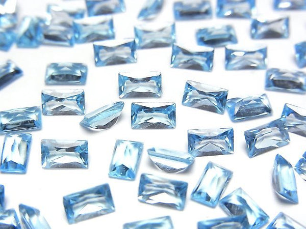 [Video]High Quality Swiss Blue Topaz AAA Loose stone Princess cut 5x3mm 5pcs