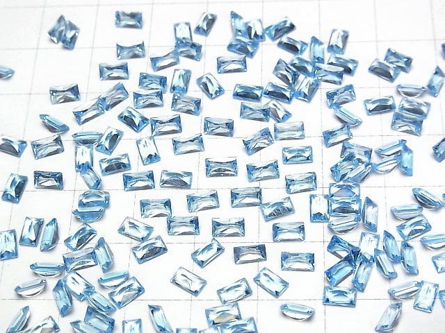 [Video]High Quality Swiss Blue Topaz AAA Loose stone Princess cut 5x3mm 5pcs