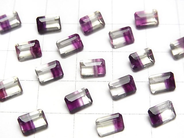 [Video]High Quality Bi-color Fluorite AAA Loose stone Rectangle Faceted 7x5mm 1pc