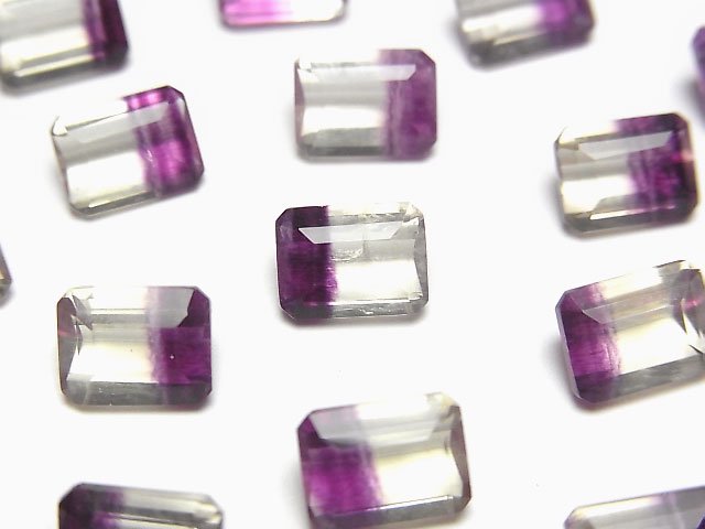 [Video]High Quality Bi-color Fluorite AAA Loose stone Rectangle Faceted 8x6mm 1pc