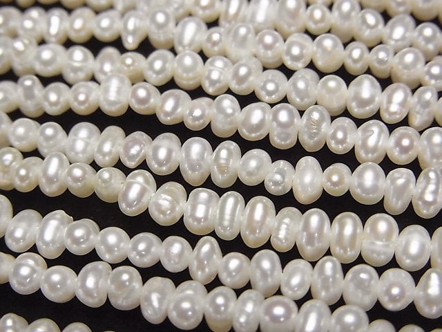 [Video] Fresh Water Pearl AA++ White Potato -Roundel 4mm 1strand beads (aprx.14inch/34cm)