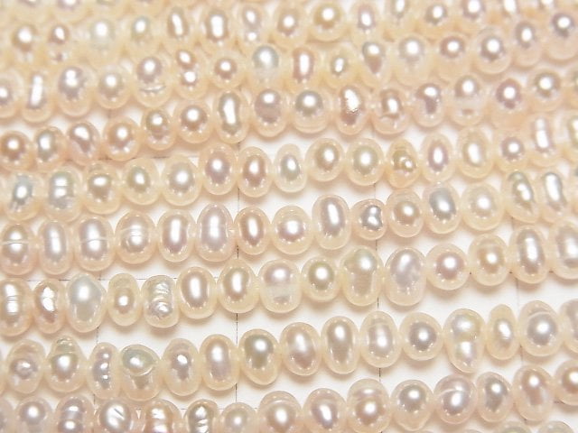 [Video] Fresh Water Pearl AA++ Natural Light Pink Orange Potato -Rondelle 4mm 1strand beads (aprx.14inch/34cm)