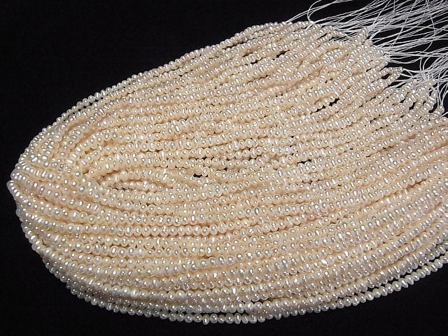 [Video] Fresh Water Pearl AA++ Natural Light Pink Orange Potato -Rondelle 4mm 1strand beads (aprx.14inch/34cm)