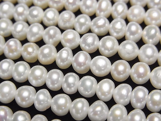 [Video] Fresh Water Pearl AA++ Potato 4.5-5mm White 1strand beads (aprx.15inch/37cm)