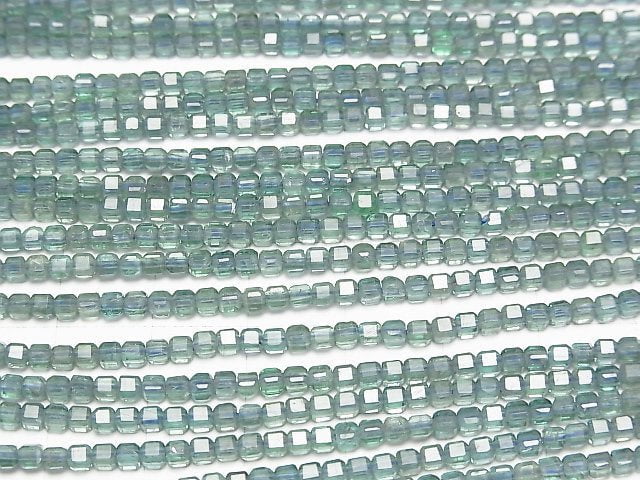 [Video]High Quality! Blue Green Apatite AA+ Cube Shape 2x2x2mm 1strand beads (aprx.15inch/37cm)