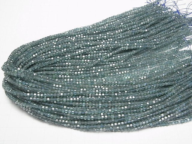 [Video]High Quality! Blue Green Apatite AA+ Cube Shape 2x2x2mm 1strand beads (aprx.15inch/37cm)