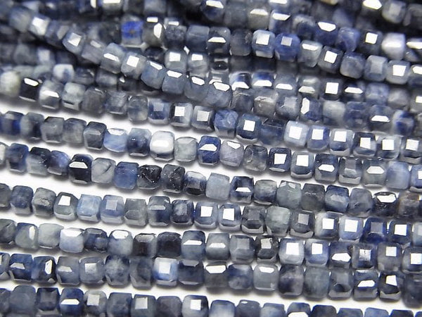 [Video] High Quality! Sapphire AA Cube Shape 2x2x2mm 1strand beads (aprx.15inch/37cm)