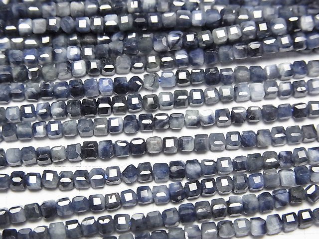 [Video] High Quality! Sapphire AA Cube Shape 2x2x2mm 1strand beads (aprx.15inch/37cm)