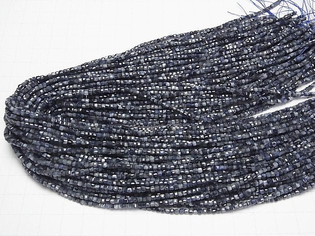 [Video] High Quality! Sapphire AA Cube Shape 2x2x2mm 1strand beads (aprx.15inch/37cm)