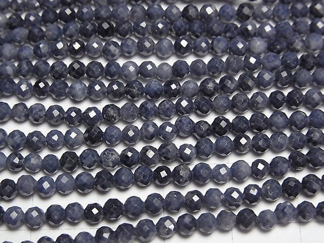 [Video]High Quality! Sapphire AA Faceted Round 3mm 1strand beads (aprx.15inch/37cm)