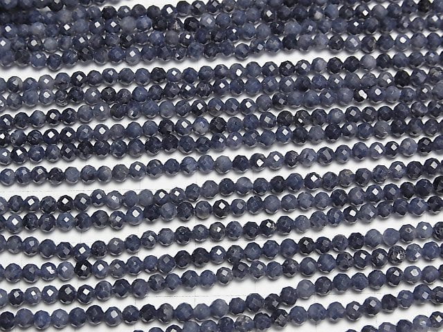 [Video]High Quality! Sapphire AA Faceted Round 3mm 1strand beads (aprx.15inch/37cm)