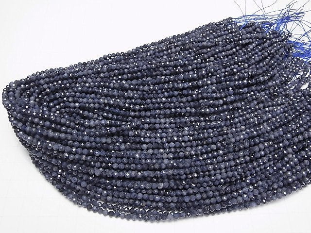 [Video]High Quality! Sapphire AA Faceted Round 3mm 1strand beads (aprx.15inch/37cm)