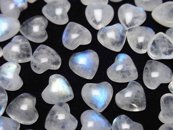 [Video]Rainbow Moonstone AA++ Heart Cabochon 7.5x8mm 2pcs