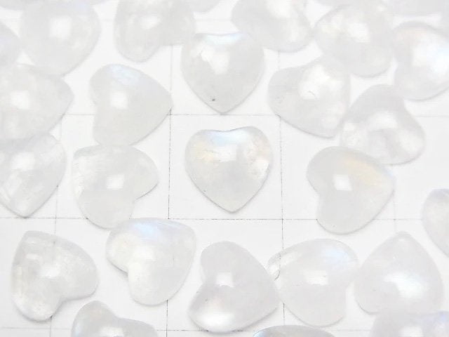 [Video]Rainbow Moonstone AA++ Heart Cabochon 7.5x8mm 2pcs