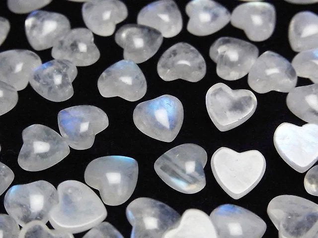 [Video]Rainbow Moonstone AA++ Heart Cabochon 7.5x8mm 2pcs