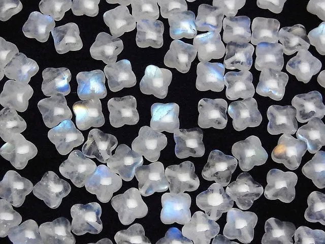 [Video] Rainbow Moonstone AA++ Flower Motif 8x8mm [Drilled Hole] 4pcs