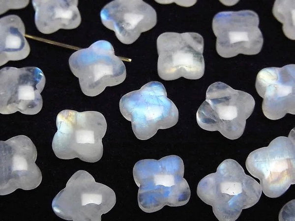 [Video] Rainbow Moonstone AA++ Flower Motif 9.5x9.5mm [Top Side Drilled Hole] 2pcs