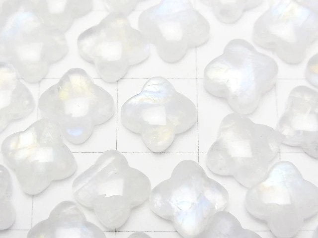 [Video] Rainbow Moonstone AA++ Flower Motif 9.5x9.5mm [Top Side Drilled Hole] 2pcs