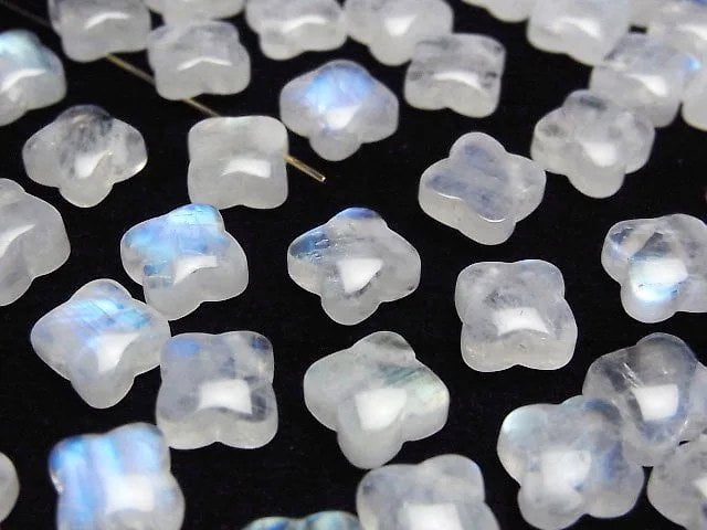 [Video] Rainbow Moonstone AA++ Flower Motif 9.5x9.5mm [Top Side Drilled Hole] 2pcs