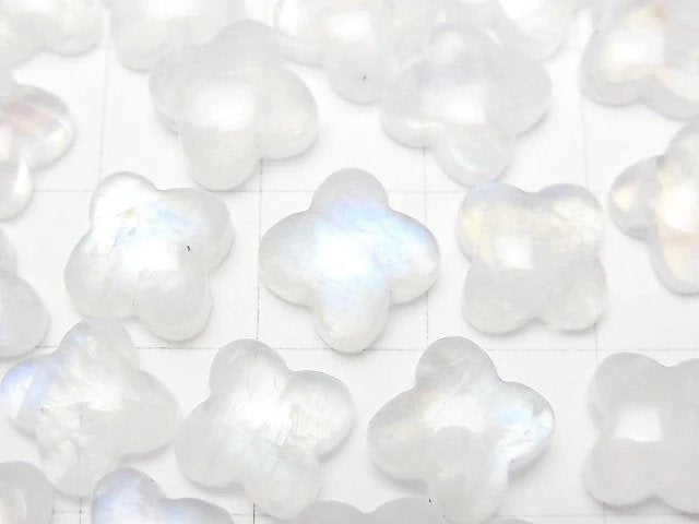 [Video] Rainbow Moonstone AA++ Flower Motif 10.5x10.5mm [Top Side Drilled Hole] 2pcs