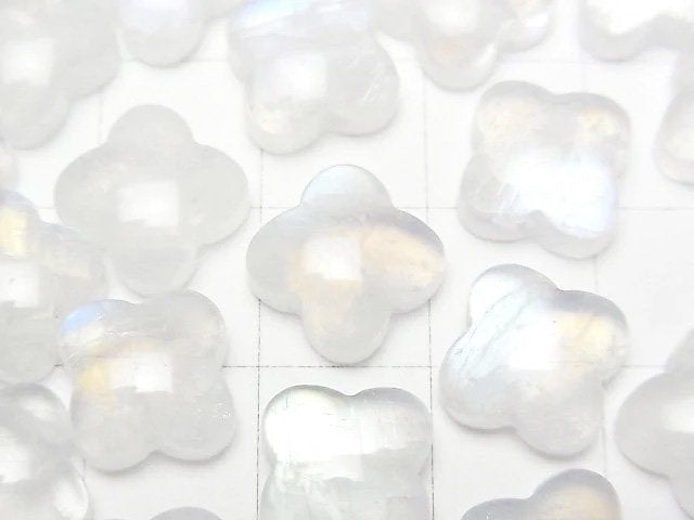 [Video] Rainbow Moonstone AA++ Flower Motif 12x12mm [Top Side Drilled Hole] 2pcs