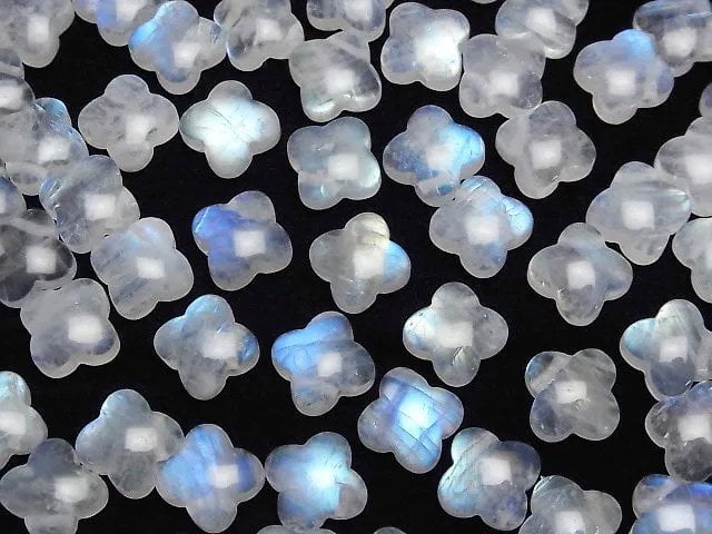 [Video] Rainbow Moonstone AA++ Flower Motif 12x12mm [Top Side Drilled Hole] 2pcs