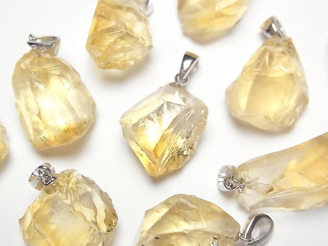 [Video]Citrine Rough Rock Nugget Pendant Silver925 1pc