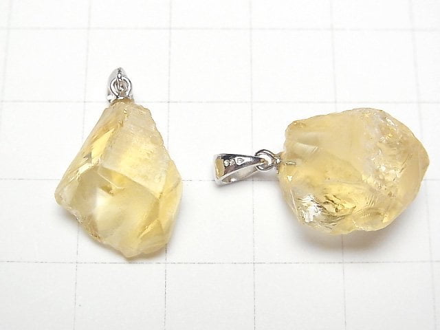 [Video]Citrine Rough Rock Nugget Pendant Silver925 1pc