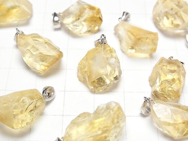 [Video]Citrine Rough Rock Nugget Pendant Silver925 1pc