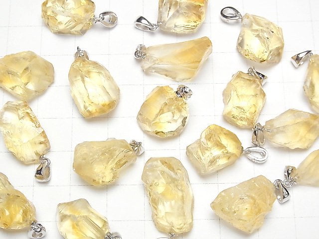 [Video]Citrine Rough Rock Nugget Pendant Silver925 1pc