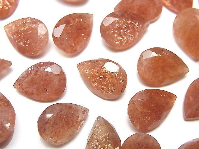 [Video]High Quality Sunstone AA++ Loose stone Pear shape Faceted 14x10mm 2pcs