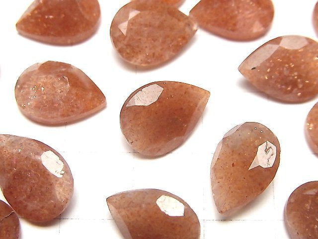 [Video]High Quality Sunstone AA++ Loose stone Pear shape Faceted 14x10mm 2pcs