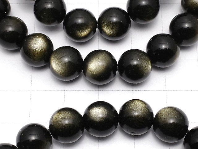 [Video] Golden Obsidian AAA Round 10mm Bracelet