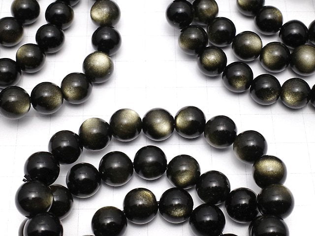 [Video] Golden Obsidian AAA Round 10mm Bracelet