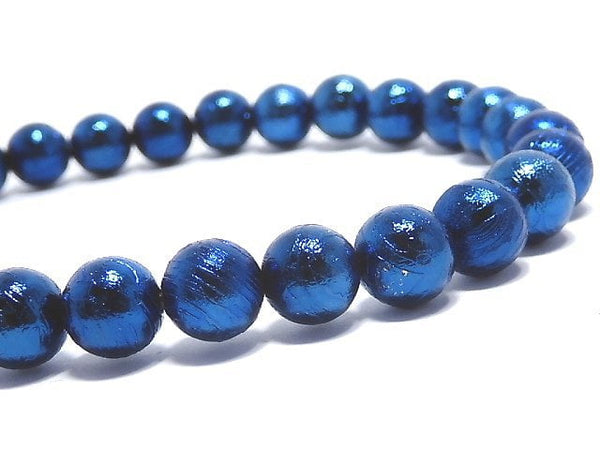 [Video][One of a kind] Meteorite (Altai meteorite) Round 6mm Blue Bracelet NO.2