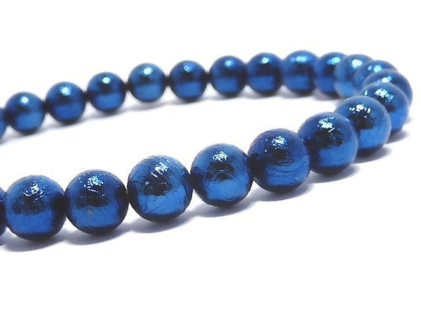 [Video][One of a kind] Meteorite (Altai meteorite) Round 6mm Blue Bracelet NO.3