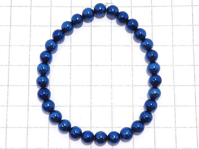 [Video][One of a kind] Meteorite (Altai meteorite) Round 6mm Blue Bracelet NO.3